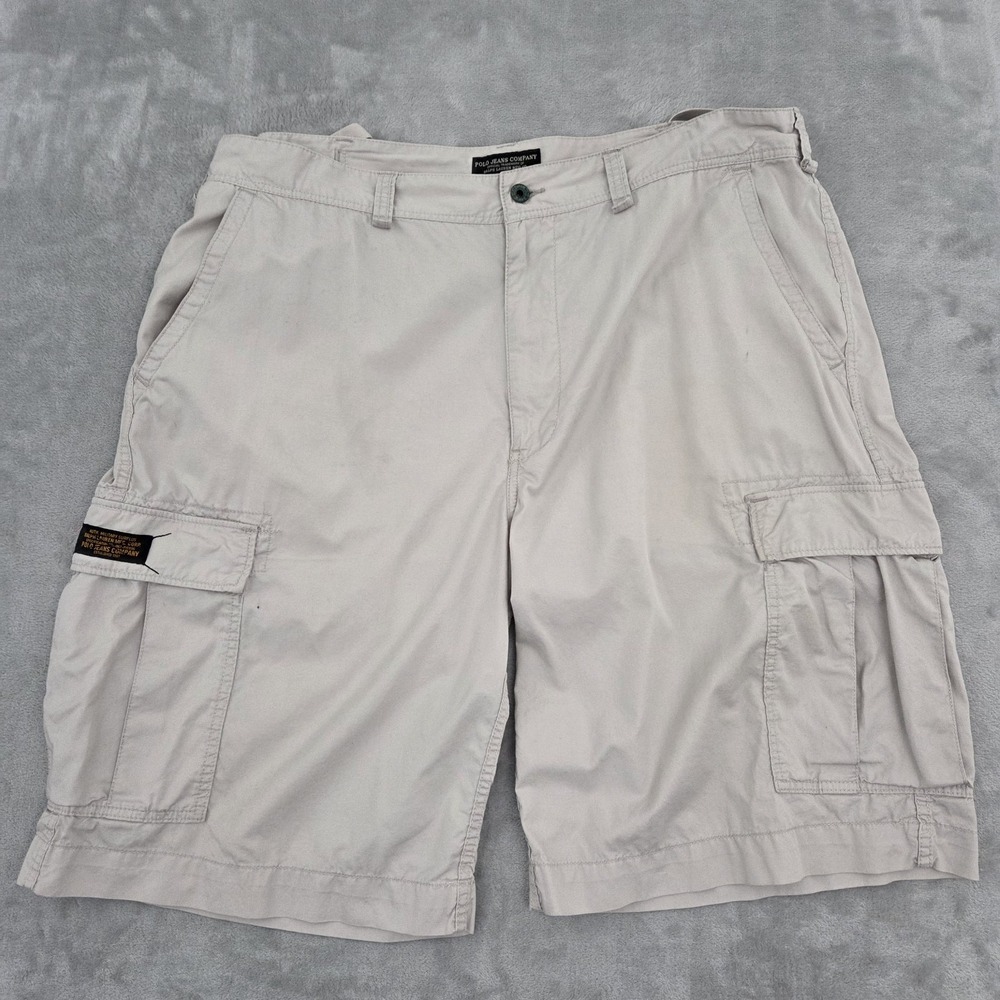 Polo Jeans Co Ralph Lauren Cargo Shorts Mens 42 Beige Military Surplus Twill